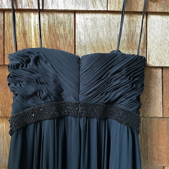 EUC Theia Black Beaded Fit and Flare Flowy Gorgeous Gown - Women's 10 - Picture 12 of 13